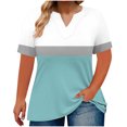 thumbnail image 2 of Rezuofi 1 Pcs Plus-Size-Tops-for-Women Summer Loose Fit Short Sleeve Casual V Neck Polo Shirts Trendy Color Block Collared Tees, 2 of 5