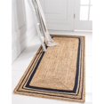 thumbnail image 2 of Unique Loom Braided Jute Coastal Design Rug 2' 6 x 6' Runner Natural/Navy Blue, 2 of 2