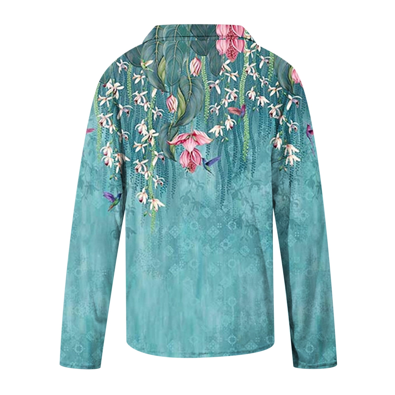 Women's Fashion Casual Long Sleeve V Neck Floral Print Pullover Top Plus Size Blouses Shirt Dressy for Fall