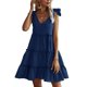 thumbnail image 4 of Txlixc, vestido informal de verano para mujer, vestido acampanado de Color sólido sin mangas con cuello en V y volantes, vestido plisado para fiesta en la playa, ropa de calle Txlixc  Estilo de ocio, 4 of 7