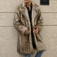 thumbnail image 4 of Alkepwun Mens Warm Faux Furry Long Coat Jacket Winter Solid V-neck Outerwear, 4 of 9