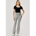 thumbnail image 6 of Soft Fleece Lined Fold Over Ruched Waist Flare Pants - Light Heather Gray, 6 of 9