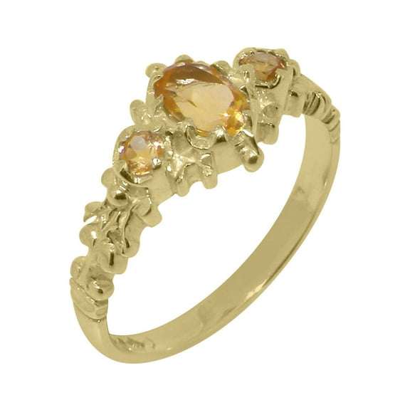 LBG British Made 10k Yellow Gold Natural Citrine Womens Anniversary Ring - 33 size options - Size 10