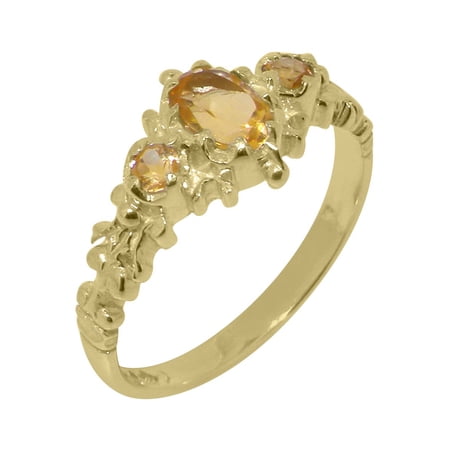 LBG British Made 10k Yellow Gold Natural Citrine Womens Anniversary Ring - 33 size options - Size 6.5