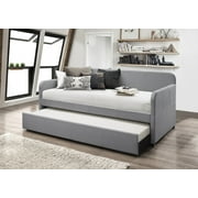 Tiara Upholstered Twin Daybed with Trundle, Gray