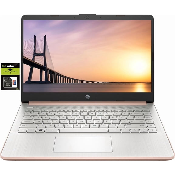 hp 14" Laptop Stream Ultral Light for Students and Business, Quad-core Intel Celeron Processor, 8GB RAM, 256GB Storage (128GB eMMC 128GB Ghost Manta SD Card), 1 Year Office 365, HDMI, Win 11
