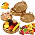 thumbnail image 2 of PEIBang Rattan Tray,Woven Serving Basket with Handles,Decorative Tray for Coffee Table,Restaurant and Home Use, 2 of 5