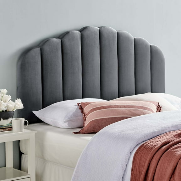Modway Veronique Full/Queen Modern Performance Velvet Headboard in Charcoal