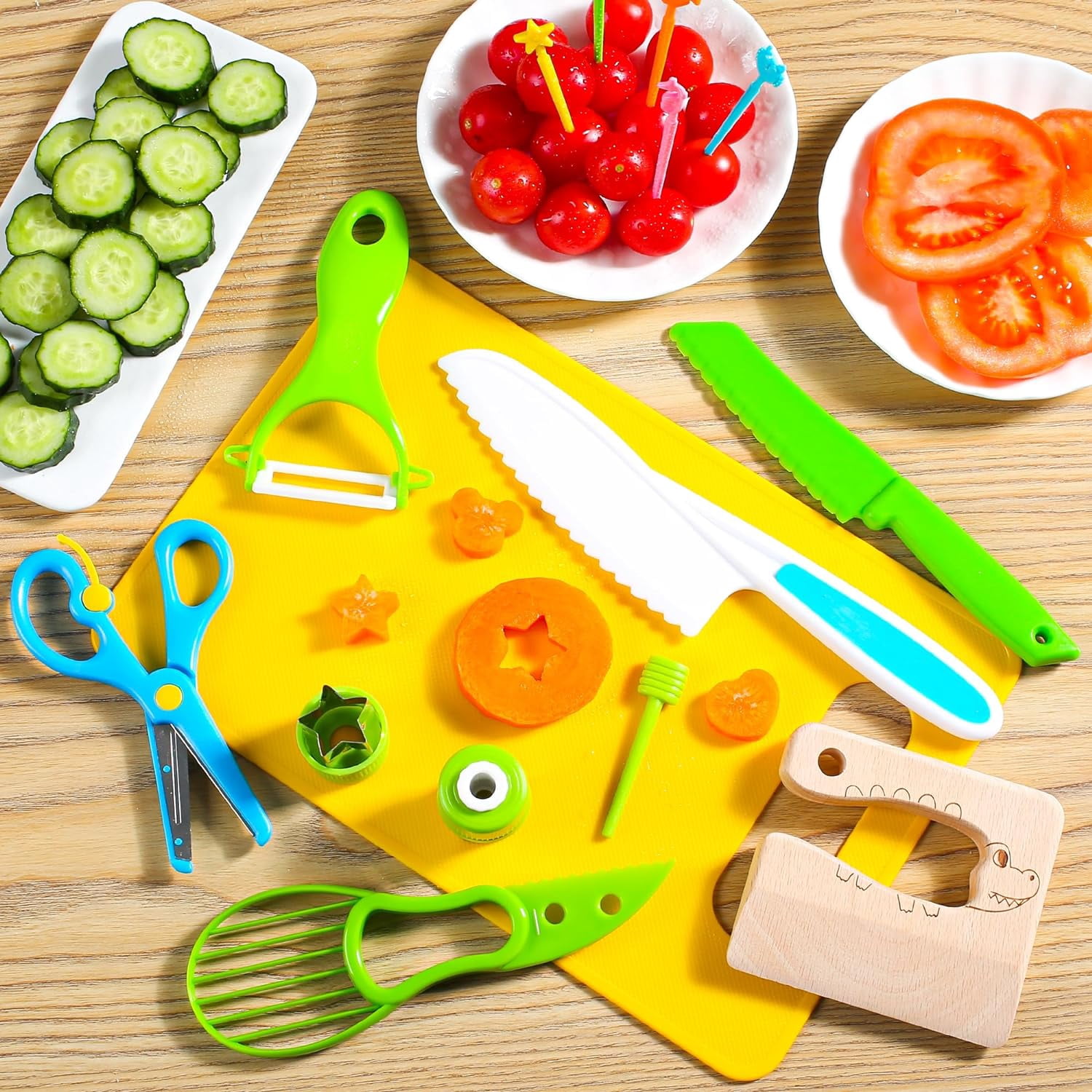 Kids Knife Set for Real Cooking: 40 Pcs Montessori Kitchen Tools for Toddlers, Gifts Toy for 2 3 4 5 6 7 8 9 10 Year Old Boys Girls Birthday Christmas