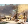 thumbnail image 2 of George Henry Durrie 14x11 Gold Ornate Wood Frame and Double Matted Museum Art Print Titled - Winter in the Country, a Cold Morning (circa 1863), 2 of 4