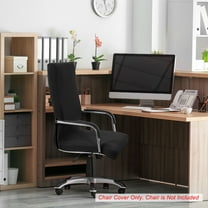 PiccoCasa Stretch Office Chairs Slipcovers with Zippers and Bottom Strips, Black