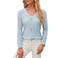 thumbnail image 2 of HLKJKLS Long Sleeve Shirts For Women V Neck Long Sleeve Loose Button Top Polyester Spandex Casual Blue S-Xxl, 2 of 5
