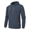 thumbnail image 3 of Weilanxin Mens Hooded Sweatshirt Casual Long Sleeve Drawstring Waffle Knit Pullover Hoodies Dustyblue XL, 3 of 8