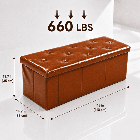 Hxk Heavy-Duty Folding Storage Footrest Ottoman Bench 43*14.9*13.7inch