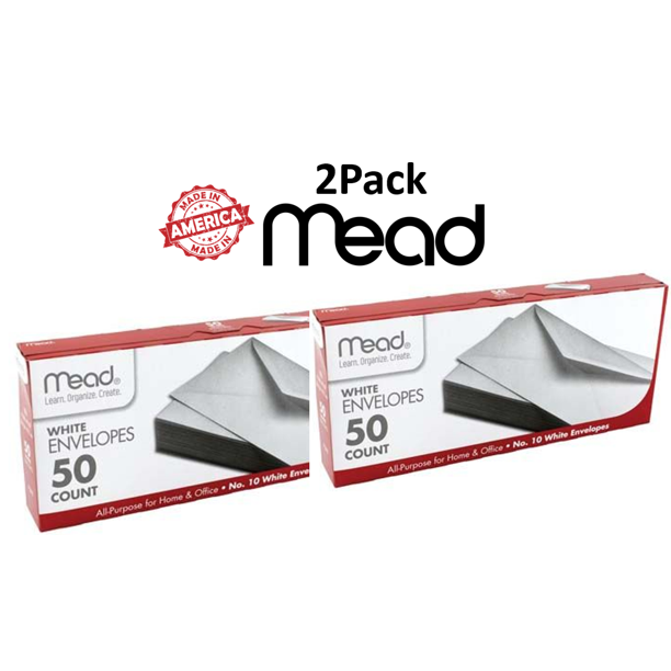 Mead 10 White Envelopes 50 count 2 Pack! (75050)
