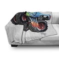 thumbnail image 3 of Cars Soft Flannel Fleece Throw Blanket, Cartoon Monster Truck Cool Vehicle Modified to the Perfection Colorful Design, Cozy Plush for Indoor and Outdoor Use, 50" x 60", Aqua Green Black, by Ambesonne, 3 of 6