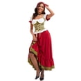 thumbnail image 4 of LEKWK Dirndl Dresses Women Short Sleeve Ruffle Lace Up Halloween Costume Renaissance Maiden Costume Cosplay Oktoberfest Outfit, 4 of 6