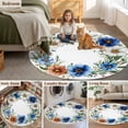 thumbnail image 6 of Spring Flower Wreath Round Area&nbsp;Rug 4ft Country Watercolor Blue White Floral Bud Leaf Non-Slip&nbsp;Washable Circle Rugs Soft Felt Indoor Floor Mat for Bedroom Kitchen Living Room Bathroom, 6 of 9