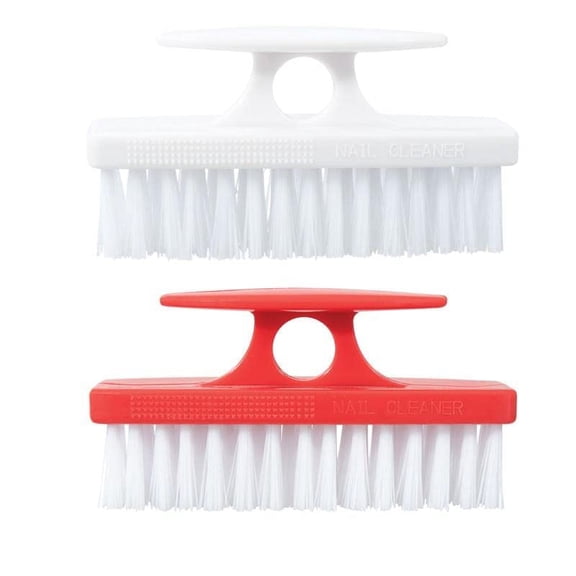 Superio Nail Brush for Cleaning Fingernails, Nail Scrubber Brush, Toe Foot Hands Fingernail Brush Cleaner- Small Scrub Brush- All-Purpose Stiff Cleaning Brush for Home, Kitchen, Work, (2, White/Red)