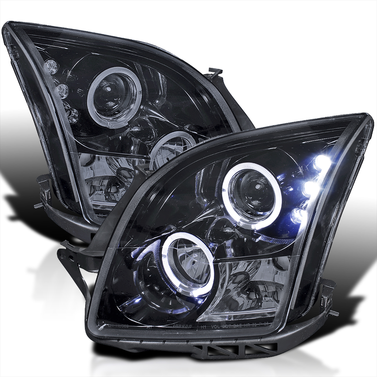 Spec-D Tuning Halo Glossy Black Housing Smoke Lens Projector LED Headlights  Compatible with 2006-2009 Ford Fusion Left Right Pair Headlamps Assembly 