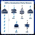 thumbnail image 3 of Graduation Paper Straw Navy, 50pcs 2024 Graduation Party Striped Decorative Straws, Congrats Grad You Did It Graduation Themed Straws Graduation Cap Diploma Drinking Straws for Graduation, 3 of 6