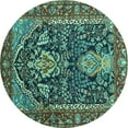 thumbnail image 1 of Ahgly Company Indoor Round Persian Turquoise Blue Traditional Area Rugs, 5' Round, 1 of 4