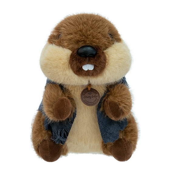 Cute Dressed Groundhog Plush Toy, Soft Stuffed Animal Doll for Kids, Realistic Cartoon Marmot Plushie with Clothes, Adorable Cuddle Toy and Birthday or Holiday Gift for Boys and Girls
