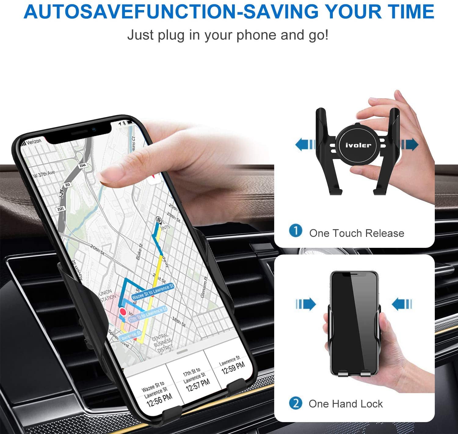 Car Phone Mount 3 in1 Universal iVoler Handsfree Holder Extendable