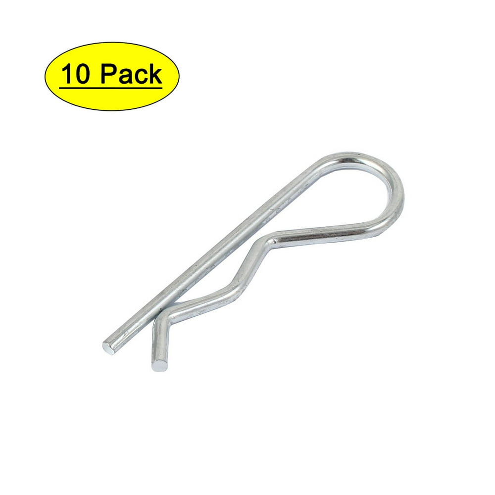 3.5mm x 65mm Metal R Shaped Lock Locking Cotter Clips Pins Silver Tone 10 Pcs