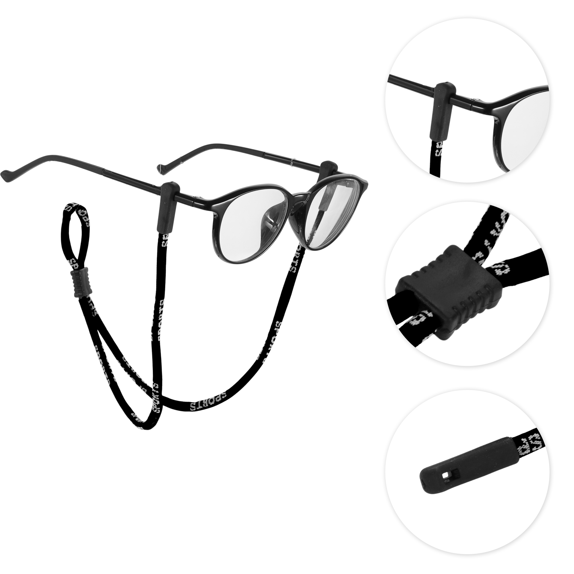 Unique Bargains Adjustable Pattern Glasses Cord Lanyard 25.59" 1 Pc Black