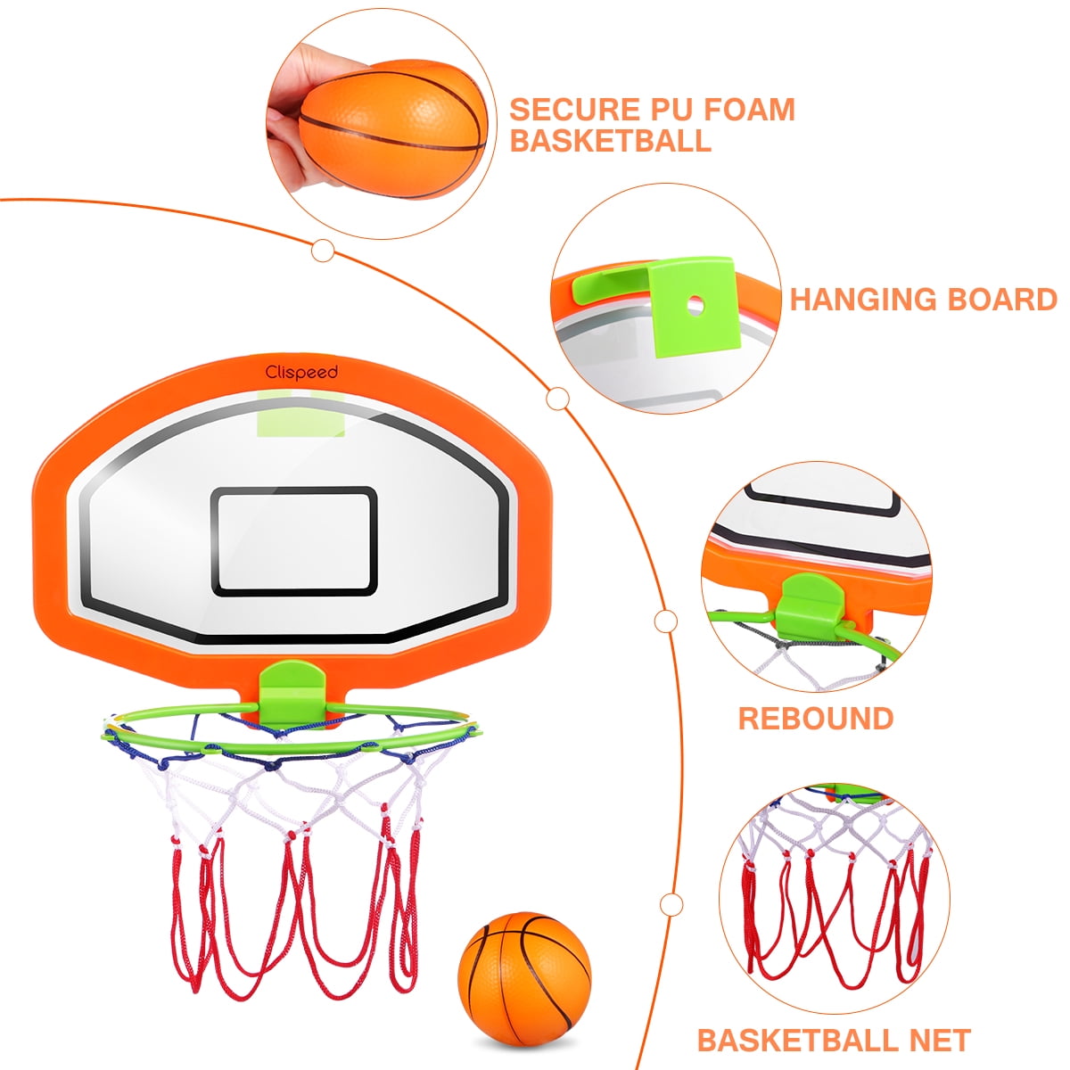 CLISPEED Mini Basketball Hoop with Balls for Kids Indoor Outdoor Fun 