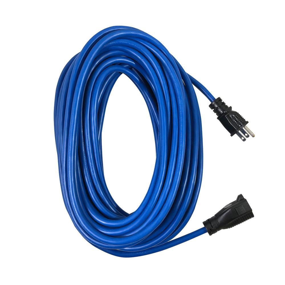 Hyper Tough 100FT Indoor/ Outdoor Extension Cord, 16 AWG, Single Outlet Light-Duty Cold Weather Extension Cord, Blue