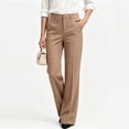 thumbnail image 4 of Usloyux Women's High Waisted Straight Leg Trousers with Pockets Dressy Pants for Office Casual Workwear, Khaki 2XL, 4 of 6