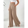 thumbnail image 7 of Cuteduck Women's Solid Color Wide Leg Pants – High Waisted Flowy Palazzo Trousers with Slant Pockets Casual Loose Pants S-2XL, 7 of 7
