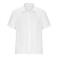 thumbnail image 3 of Lenago Mens Casual Shirts Casual Solid Young Turn-down Collar with Pocket Button Short Sleeve Blouse Tops Shirt, 3 of 5