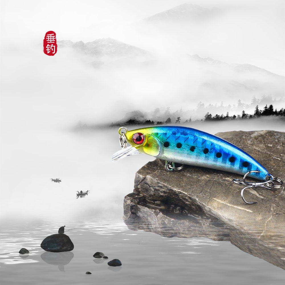 HENGJIA Fishing Lures Large Hard Bait Minnow VIB Lure with Treble Hook Life-Like Swimbait Fishing Bait Popper Crankbait Sinking Lure for Trout Bass Walleye Redfish, 10PCS