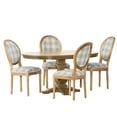 thumbnail image 2 of Noble House Dason Fabric and Wood 5 Piece Dining Set, Gray Plaid and Natural, 2 of 13