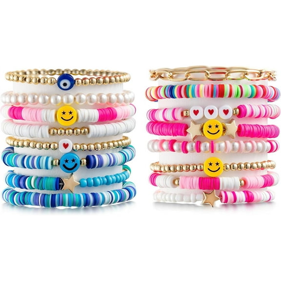 16Pcs Bracelets for Women, Summer Boho Colorful Beaded Friendship Bracelet Set