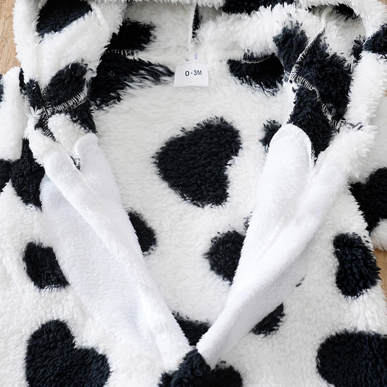 XDZJLR Fleece Baby Pajamas Flannel Hooded Romper Jumpsuit With Heart Print Lined Outfit Toddler Winter Fall Home Outdoor Play Black 3-6 Months