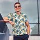 thumbnail image 4 of Balery Vintage Blue Flowers Camisa Polo de Hombre con Estampado, de Manga Corta y Tejido Medio, Camisa Tipo Golf Polo-X-Large, 4 of 6