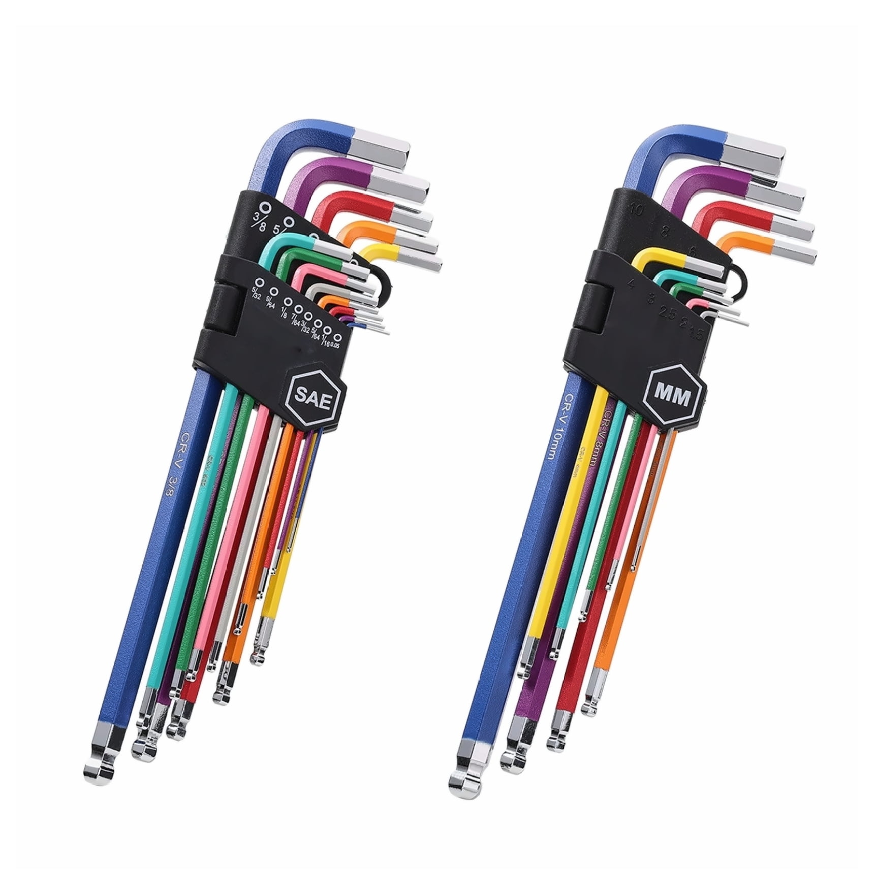22pcs Hex Key Allen Wrench Set SAE Metric, Long Arm Ball End Wrench Set - Professional Repair Tool Kit for Automotive, Furniture, DIY Projects