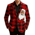 thumbnail image 2 of Ugly Christmas Blazer Men Corduroy Slim Fit Jacket 3 Button Funny Xmas Print Vintage Holiday Party Sport Coat Red XL, 2 of 8