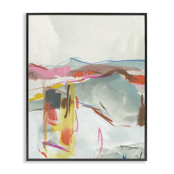 Stupell Industries Mountain Shape Impressions Abstract Painting Black Framed Art Print Wall Art, 11 x 14