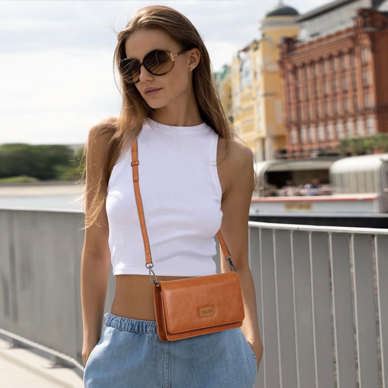 SENDEFN Leather Crossbody Clutch with RFID Blocking Card Slots photo 4