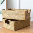 thumbnail image 2 of Cesta de almacenamiento rectangular Cesta de acabado Cesta tejida de bambú Cesta de adornos de almacenamiento Cesta tejida de paja Cesta de ratán Cesta de bambú, 2 of 6