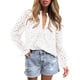 thumbnail image 1 of Blusa de Encaje con Mangas Abullonadas para Mujer PRETTYGARDEN Blanca Talle S, 1 of 6