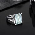 thumbnail image 4 of Gem Stone King 925 Sterling Silver Sky Blue Simulated Aquamarine and White Moissanite Engagement Ring for Women (6.67 Cttw, Gemstone March Birthstone, Emerald Cut 14X10MM, Size 5), 4 of 6