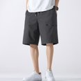 thumbnail image 5 of Sngxgn Men's Casual Drawstring Shorts Lightweight Elastic Waist Walking Shorts with Pockets(Grey,M), 5 of 8
