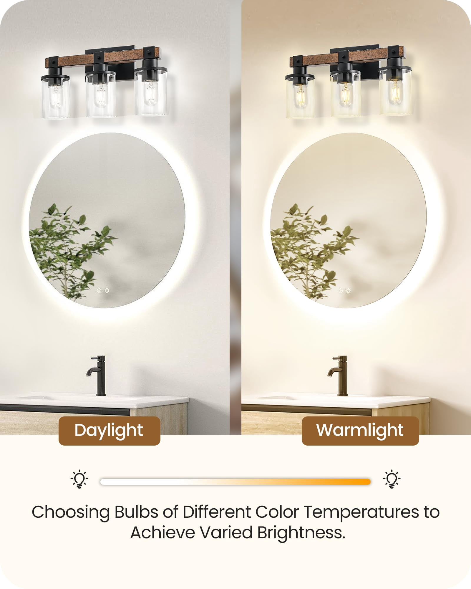 3-light Bathroom Light Fixture  Farmhouse Vanity Lights For With Glass Shade Rustic Fixtures E26 Base F08bd05