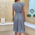 thumbnail image 4 of B91xZ Robes d'Été pour Femmes Robes d'Été Décontractées Col Carré Ourlet à Volants Robe Babydoll Courte, Bleu P, 4 of 5